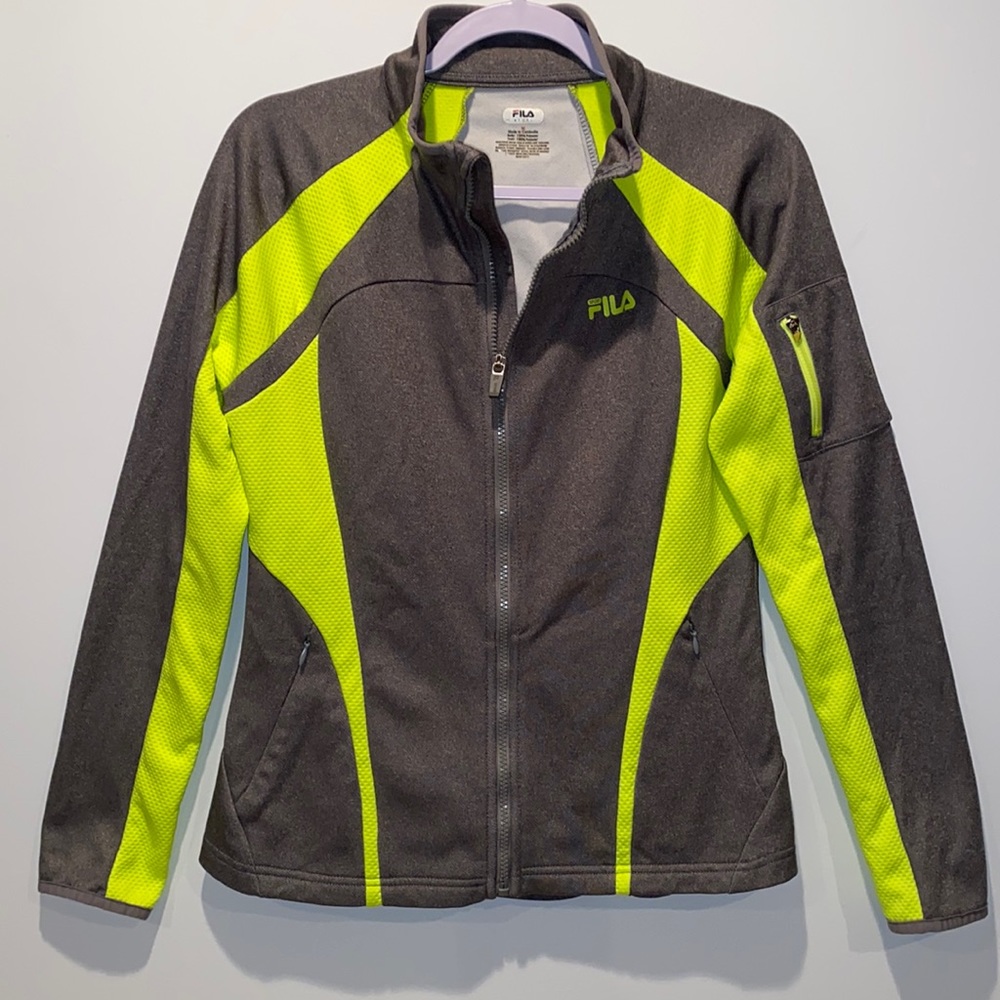 FILA Performance Sport Jacket Gray/Fluorescent Yellow Size M